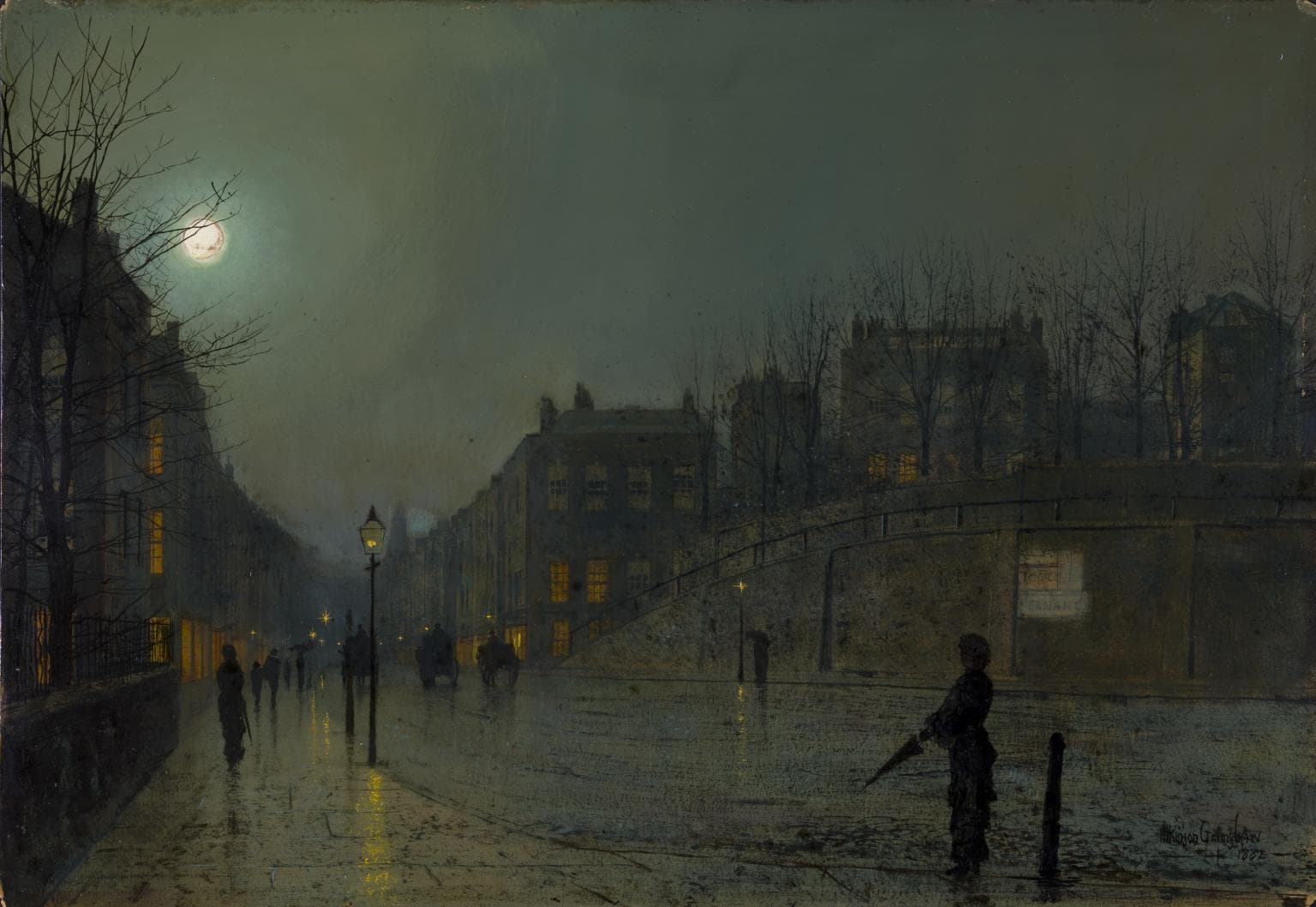Atmospheric night scene by John Atkinson Grimshaw